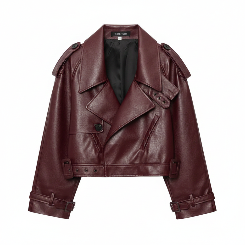Women's Leather Jacket – Lapel Collar Slim Fit | District Hurd Limited
