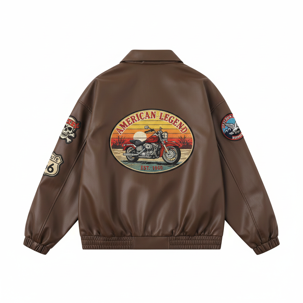 Leather Jacket Unisex – Embroidered Premium Biker Style | District Hurd Limited