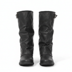 Women's Pleated Mid-Calf Western Boots with Tassel & Copper Buckle | District Hurd Limited