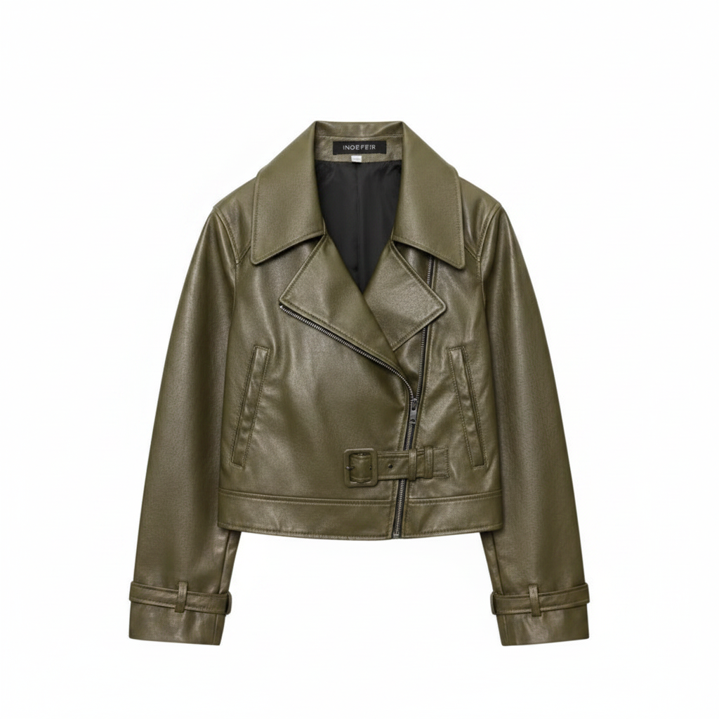 Women's Leather Jacket – Lapel Collar Slim Fit | District Hurd Limited
