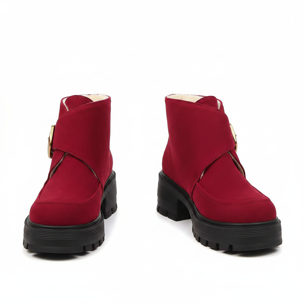Women's Faux Suede Over-the-Knee Boots with Chunky Heel & Belt Buckle | District Hurd Limited